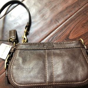 Coach Brown Leather Wristlet NWT
